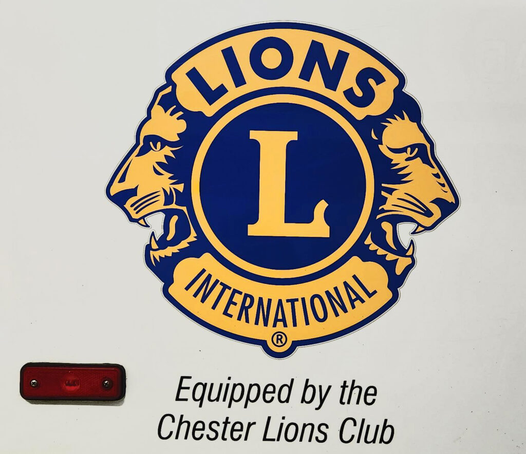 Eqipped by Chester Lions Club Decal